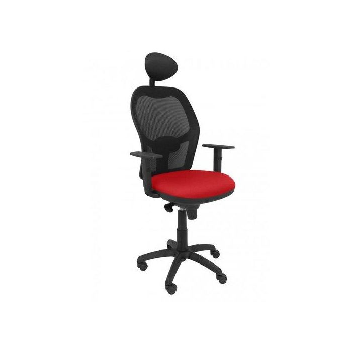 Silla Piqueras Y Crespo Jorquera Brazos Regulables Cabecero Fijo Mecanismo Sincro Con Regulador De Tension Respaldo De Malla Negra Y Asiento Tapizado Bali Rojo