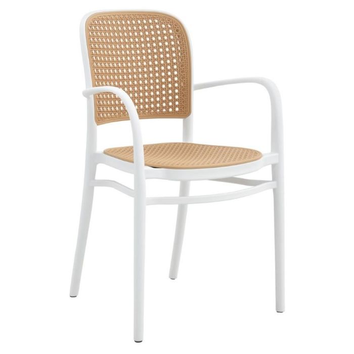 Silla DKD Home Decor Blanco Marron 52 x 86.5 x 56 cm (4 Unidades)