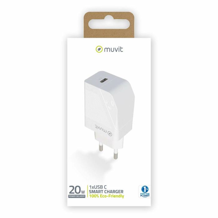 Cargador de Pared Muvit MCACC0012 20 W Blanco Negro 2 Cargador de Pared Muvit MCACC0012 20 W Blanco Negro 2