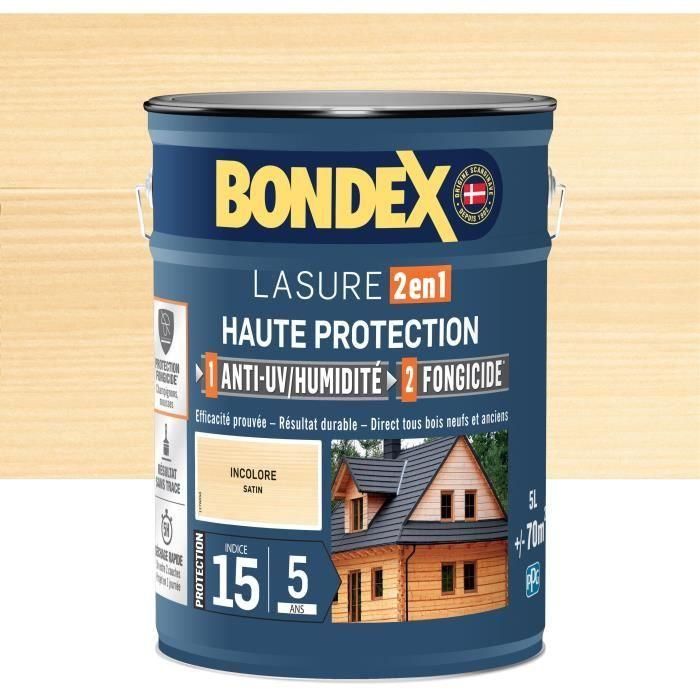 Tinte 2 en 1 Alta protección - Satinado incoloro - BONDEX - 5 L Tinte 2 en 1 Alta protección - Satinado incoloro - BONDEX - 5 L