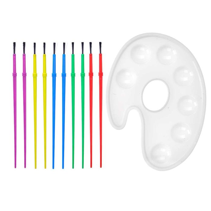 Juego 10 Pinceles Y Paleta Pinturas Pincello 24X20CM (48 Unidades) 1 Juego 10 Pinceles Y Paleta Pinturas Pincello 24X20CM (48 Unidades) 1