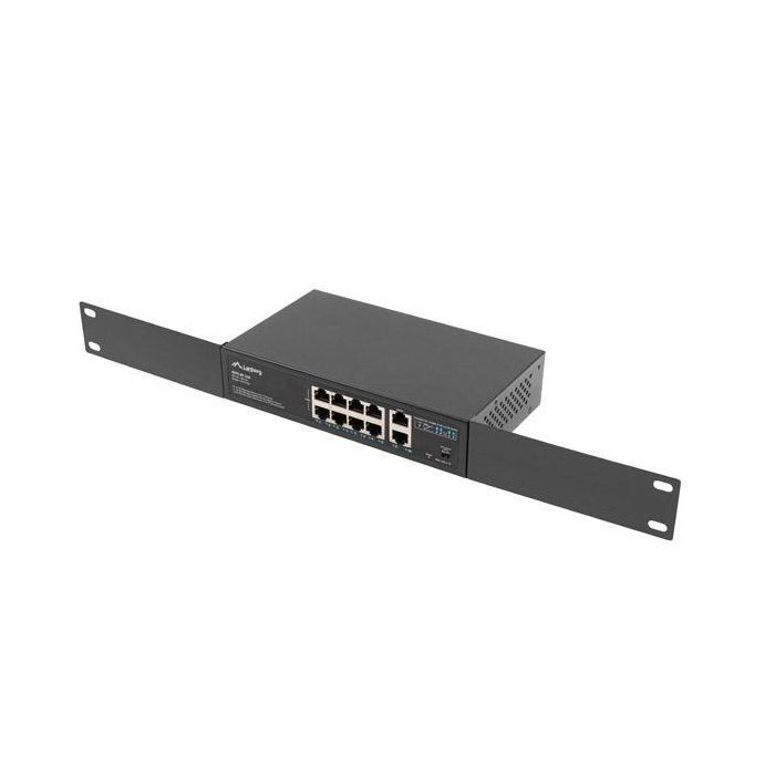 LANBERG RSFE-8P-2GE-120 Switch No administrado Gigabit Ethernet (10/100/1000) con PoE, Montaje en Rack 1U Negro 5