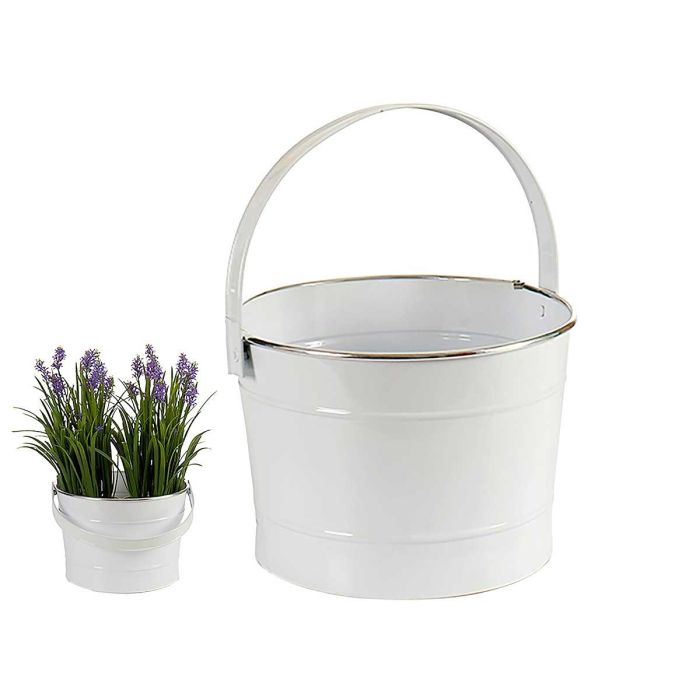 Cubo de Metal con Asa Blanca y Filo Plata Ibergarden 27x29.5x25 cm, 5000 ml (12 Unidades) Cubo de Metal con Asa Blanca y Filo Plata Ibergarden 27x29.5x25 cm, 5000 ml (12 Unidades)