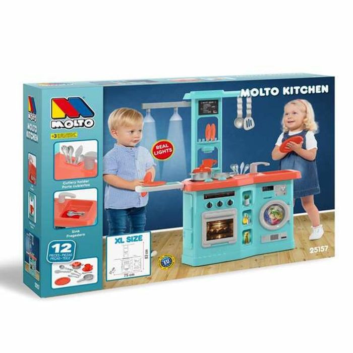 Molto Cocina de Juguete XL de Plástico, 83x75x27 cm, 12 Accesorios, para Niños +3 Años, Pilas Incluidas Molto Cocina de Juguete XL de Plástico, 83x75x27 cm, 12 Accesorios, para Niños +3 Años, Pilas Incluidas