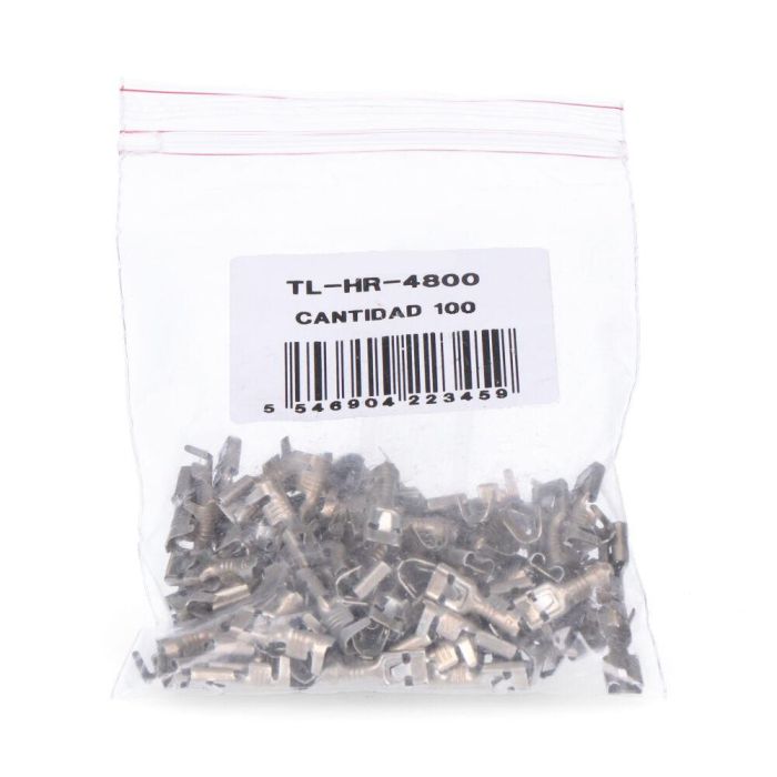 Sin Marca Terminal Faston con Sujeción 4.8 mm Hembra - Acero, Bolsa de 100 Unidades para Conexiones Eléctricas 1