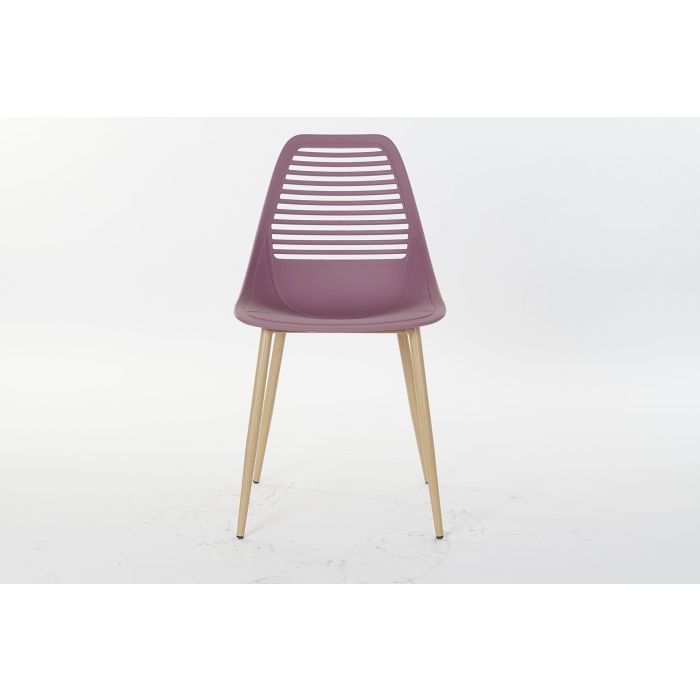 DKD Home Decor Silla Scandi Desmontable de Pp y Metal con Acabado Mate, Magenta y Marrón Claro (4 Unidades) – Altura Asiento 45 cm 3