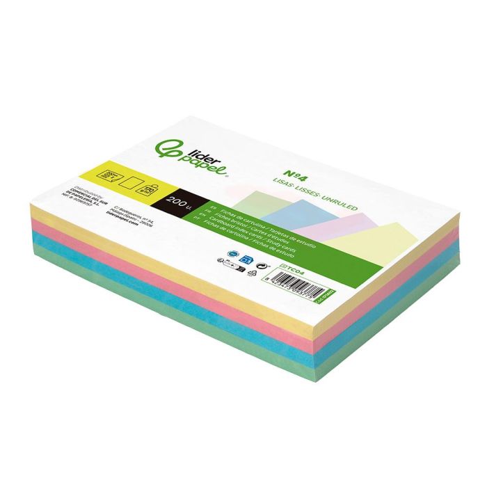 Tarjeta Liderpapel Para Estudiar Lisa Cartulina De Colores 170 gr-M2 125x200 mm Paquete De 200 Unidades 5