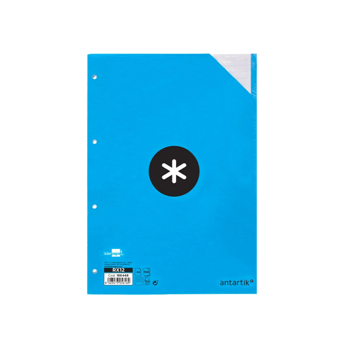 Antartik Recambio Papel A4 100 Hojas 100gr Rayado Horizontal 4 Taladros Bandas Colores 1