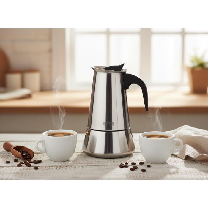 Inde Cafetera 2 Servicios Acero Inoxidable 9.4 x 11.4 x 14.3 cm para Placas de Inducción Quttin (6 Unidades)