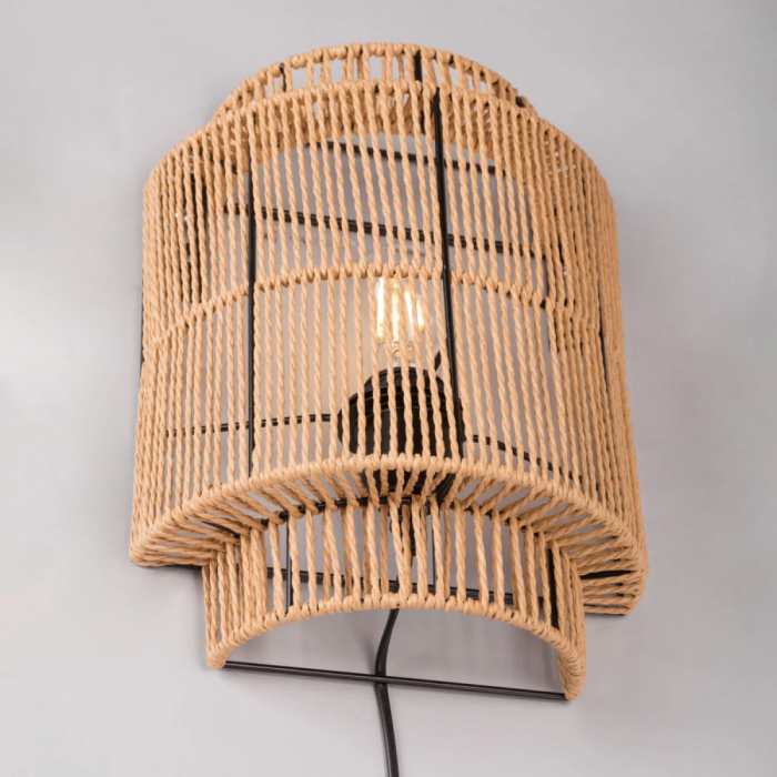 Aplique de Pared Mirpur Khas, Estilo Natural y Mediterráneo, Madera, E27, SKD-W1025 5 Aplique de Pared Mirpur Khas, Estilo Natural y Mediterráneo, Madera, E27, SKD-W1025 5