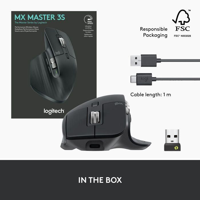 Logitech MX Master 3S Ratón Inalámbrico Performance, Clic Silencioso, 8000 DPI, Seguimiento en Cristal, Scroll MagSpeed, Ergonómico 19