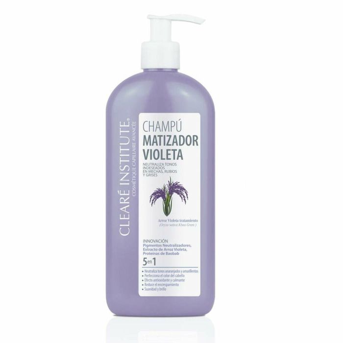 Clearé Institute Champú Matizador Violeta 400 ml para Cabello Rubio, Gris y Mechas: Neutraliza Tonos Amarillos y Naranjas
