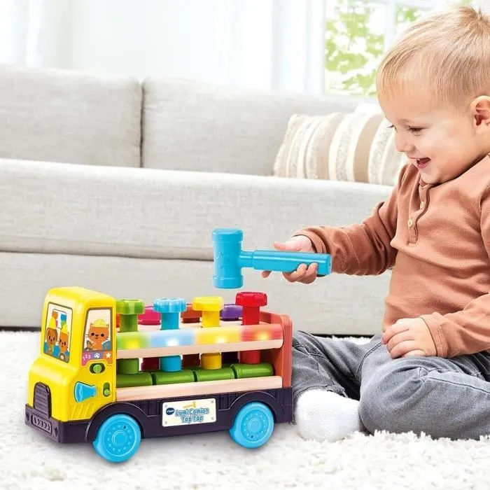 Vtech 3417766195050 Camión Lumi Tap Tap Truck Juguete con Pieza de Madera Certificada FSC Idioma Francés 2