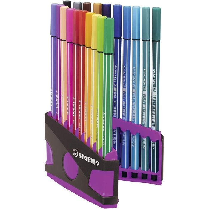 Stabilo Rotulador Pen 68 Colores Surtidos Estuche Parade Antracita-Rosa 20 Ud