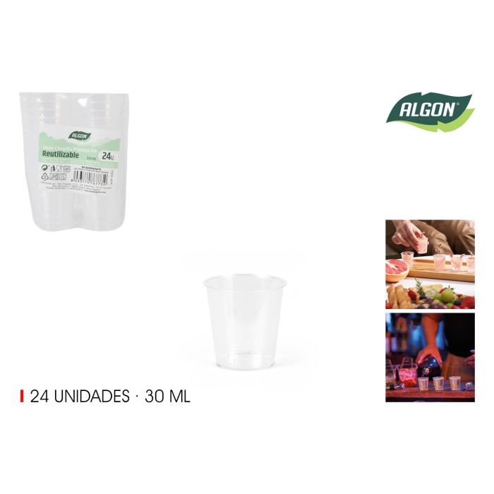 Algon Set 24 Vasos Chupito PP 30 ml Transparentes (24 Unidades) Algon Set 24 Vasos Chupito PP 30 ml Transparentes (24 Unidades)