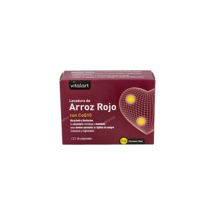 Vitalart Levadura de Arroz Rojo con Q10 para Colesterol, Monacolina K y Policosanoles, 60 Comprimidos