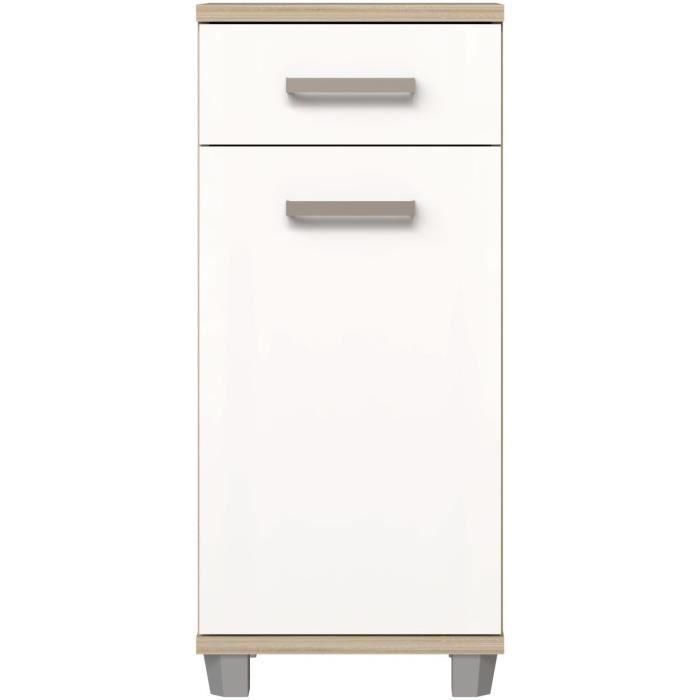 VERIS - Mueble de baño - 90,8 x 34,8 x 40,2 cm - Blanco / Roble Sonoma - FORTE 2 VERIS - Mueble de baño - 90,8 x 34,8 x 40,2 cm - Blanco / Roble Sonoma - FORTE 2