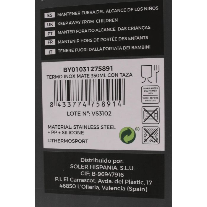 Termo Inox para Mate 350 ml con Taza - Thermosport (8 Unidades) 11 Termo Inox para Mate 350 ml con Taza - Thermosport (8 Unidades) 11