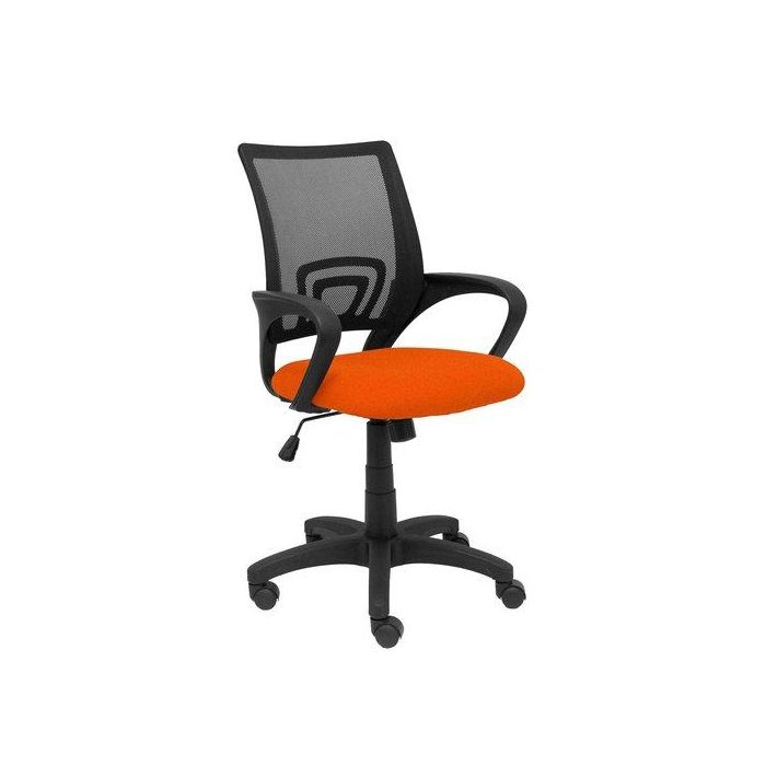 Silla Piqueras Y Crespo Vianos Brazos Fijos Mecanismo Basculante Con Regulador De Presion Elevacion Del Asiento En Altura Ruedas Nylon Respaldo Malla Transpirable Negra Y Tapizado Bali Naranja Oscuro