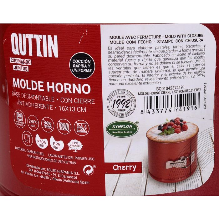Quttin Molde para Horno Cierre Redondo Cherry 16 cm x 13 cm (12 Unidades)