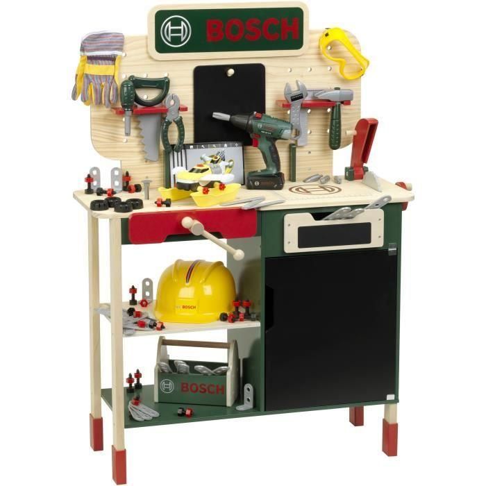Banco de trabajo grande Bosch - KLEIN - 8734 - Madera FSC - Con destornillador electrónico, caja de herramientas, juego de construcción, etc. - A partir de 3 años 5