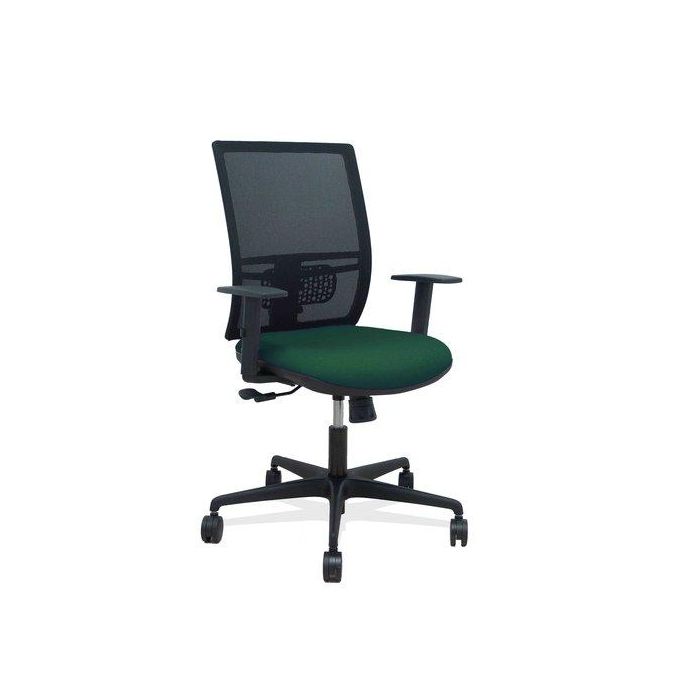 Silla Piqueras Y Crespo Yunquera Brazos Regulable Ergonomica Mecanismo Sincro Respaldo Malla Negra Asiento Tapizado Bali Verde Botella