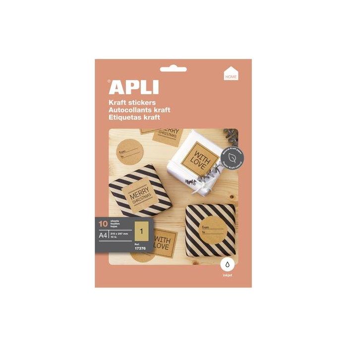 Etiquetas Adh.Impr.Apli Kraft Caja 10H C.Rectos A4 10Uds.