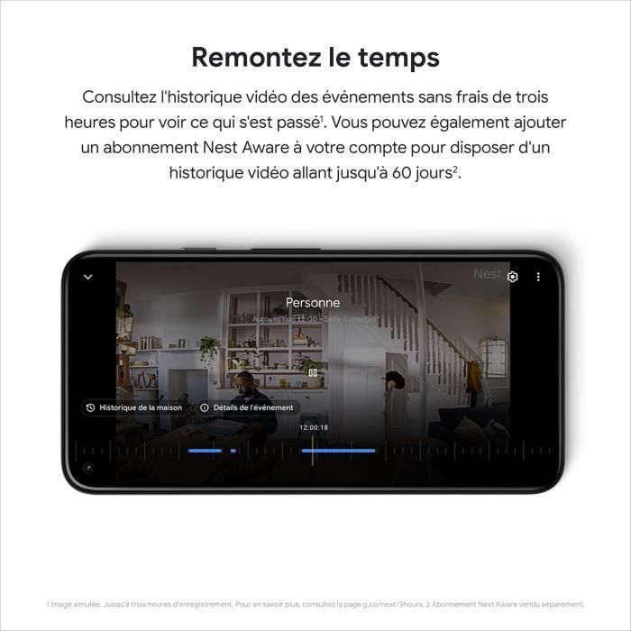 Cámara de vigilancia - Google Nest - 2ª Generación GA01317-FR - Exterior/Interior - 2 MP - 1920 x 1080 - 1080p - Audio - Wi-Fi 2 Cámara de vigilancia - Google Nest - 2ª Generación GA01317-FR - Exterior/Interior - 2 MP - 1920 x 1080 - 1080p - Audio - Wi-Fi 2