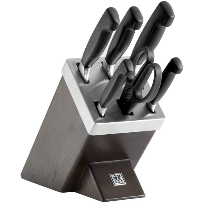 Zwilling 35145-000-0 - Juego de Cuchillos de Chef, Pan, Pelar con Tijeras y Bloque de Esche - Acero Inoxidable