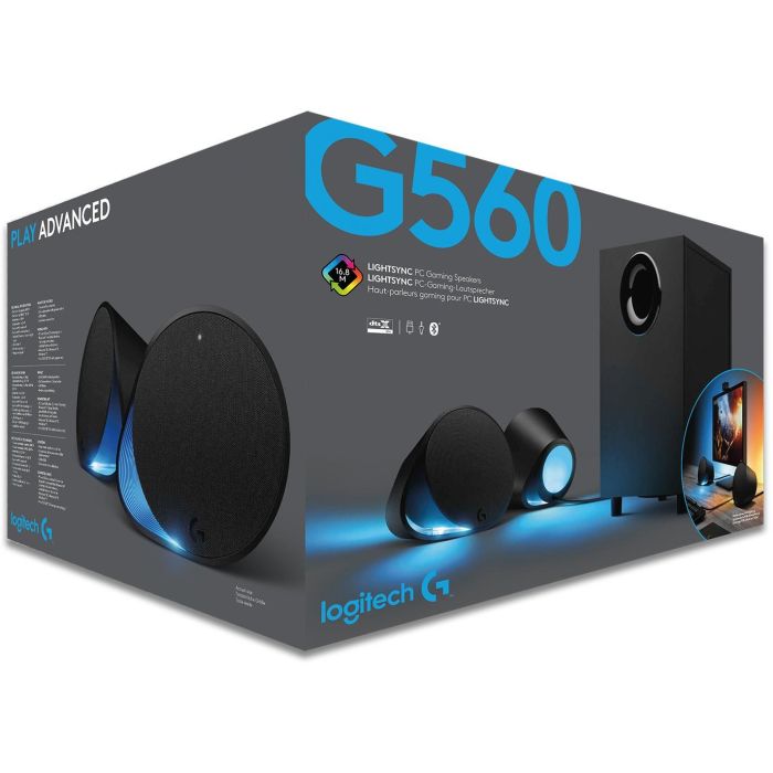 Logitech G560 980-001301 Altavoces Gaming con Bluetooth, 240W, LIGHTSYNC RGB, DTS:X Ultra, USB y 3.5mm 24