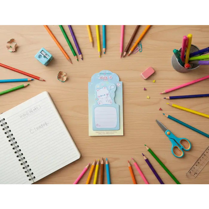 Imaginovo Bloc notas adhesivas oso con soporte 20 hojas azul 60x125 mm 5