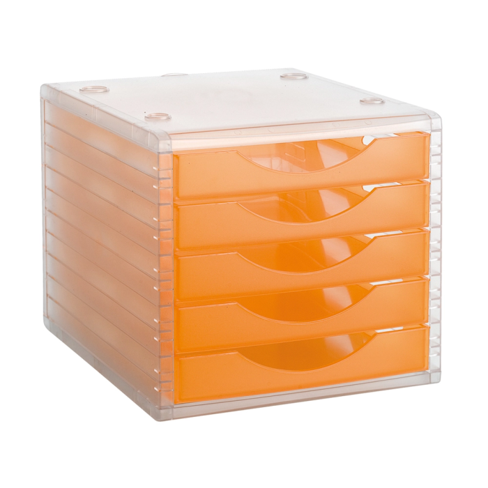 Archivo 2000 Fichero Cajones Sobremesa 5 Cajones Naranja Mandarina Translucido 340x270x260 mm 1