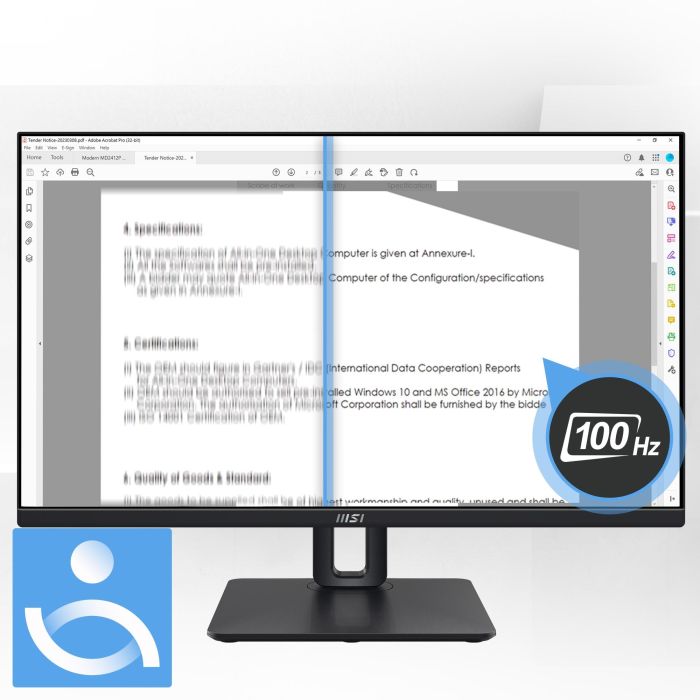 MSI PRO MP245PG 60cm (24") IPS FHD HDMI/DP 4ms 100Hz Pivot 8 MSI PRO MP245PG 60cm (24") IPS FHD HDMI/DP 4ms 100Hz Pivot 8