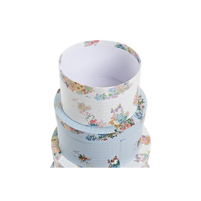 DKD Home Decor Caja Urban World&flowers Azul Blanco Multicolor 37.5 x 18 x 37.5 cm Set de 10 2