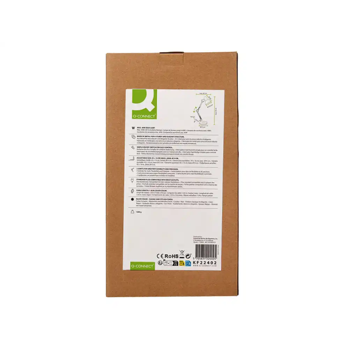 Q-connect Lámpara de Escritorio Polaris Metálica con Interruptor, Brazo Doble y 3 Articulaciones, Color Negro 11