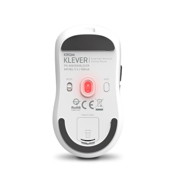 Krom Klever Ratón gaming inalámbrico 2.4GHz óptico 10000 DPI con sensor Pixart 3325, ultraligero 55g, diestro y modo dual USB. 3