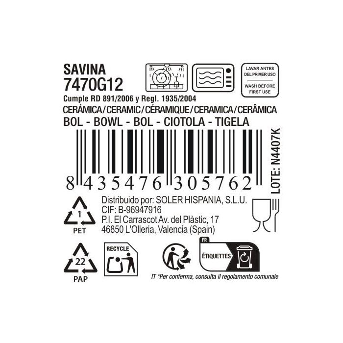La Mediterranea Bol 1200 ml Ø 18 x 8 cm Savina MD 3