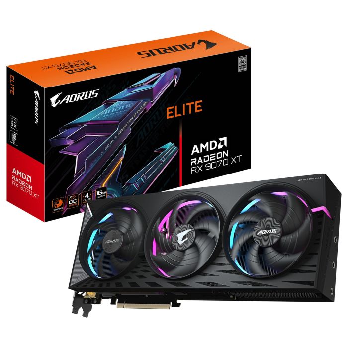 Gigabyte Radeon RX 9070 XT Elite 16GB GDDR6 3Fan Tarjeta Gráfica GV-R9070XTAORUS E-16GD Gigabyte Radeon RX 9070 XT Elite 16GB GDDR6 3Fan Tarjeta Gráfica GV-R9070XTAORUS E-16GD