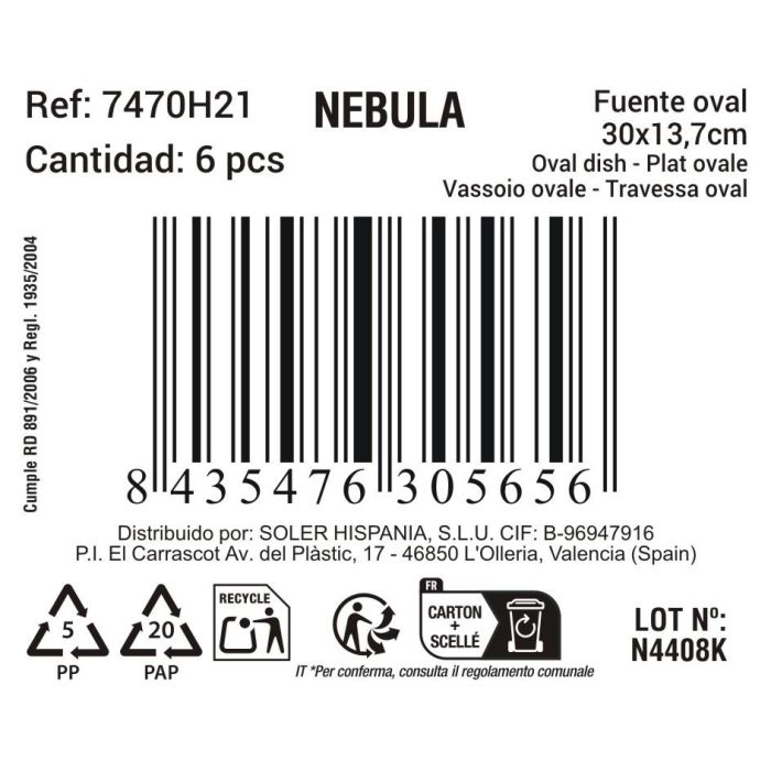 La Mediterranea Fuente Oval Nebula 30 x 13.7 cm 2