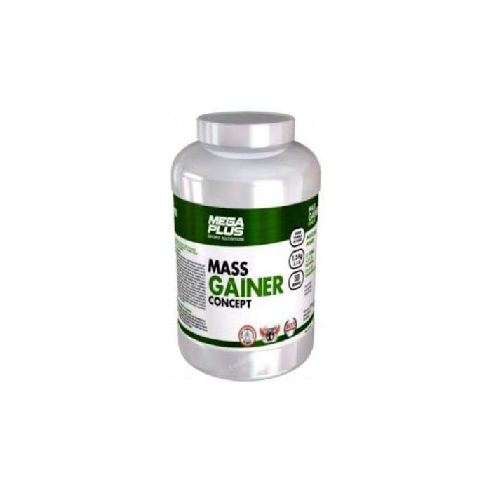 MEGA PLUS Mass Gainer Concept Fresa 1,5 Kg con Creatina y Glutamina para Aumento Muscular