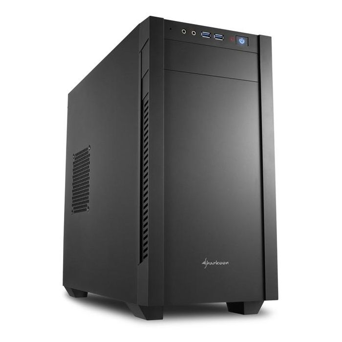 Sharkoon S1000 Caja PC Compacta Micro-ATX con Túnel Inferior para Fuente/Discos y Flujo de Aire Optimizado - Negro
