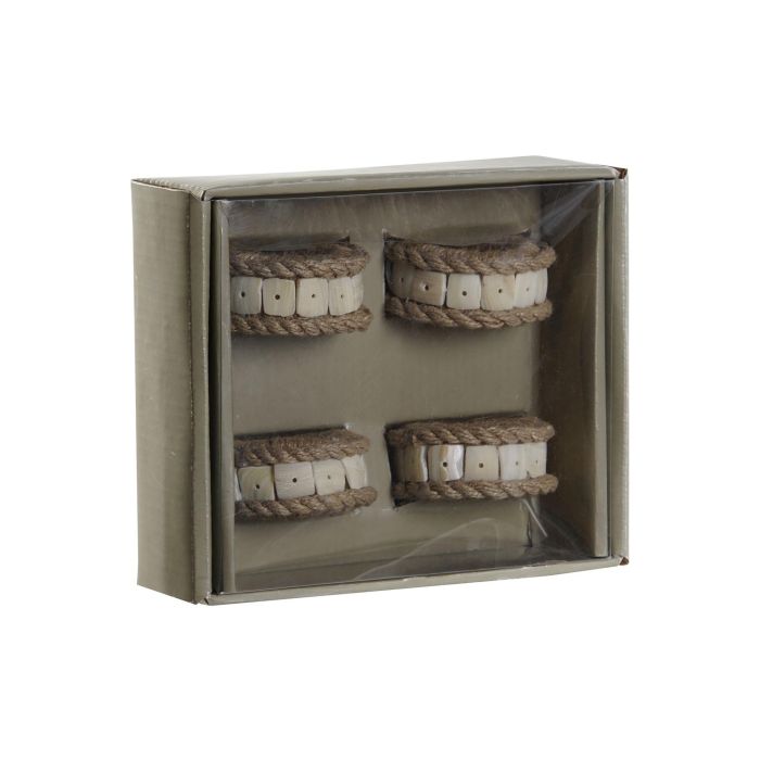 Anillo servilletero DKD Home Decor Natural Yute Resina Aluminio 6 x 3 x 6 cm 4 Piezas 3