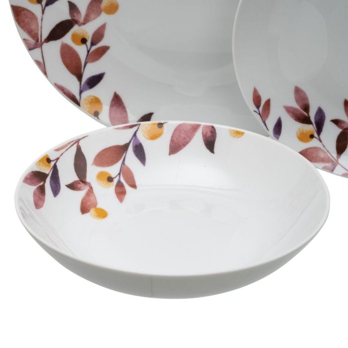 Vajilla Blanco Multicolor Porcelana Hojas 1 cm 37 x 23 x 30 cm 18 Piezas 4 Vajilla Blanco Multicolor Porcelana Hojas 1 cm 37 x 23 x 30 cm 18 Piezas 4