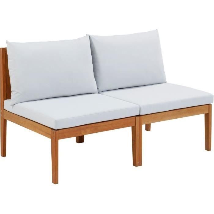 Banco de jardín ALMA de madera de acacia FSC con cojines - 2 personas - Gris 1 Banco de jardín ALMA de madera de acacia FSC con cojines - 2 personas - Gris 1