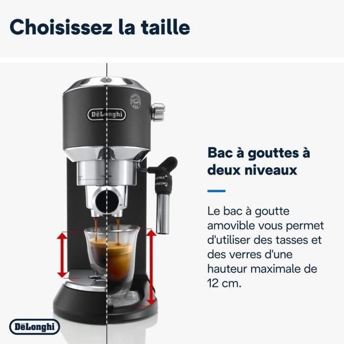 Delonghi EC 685.BK Cafetera espresso Dedica Style, 15 bares, 1L, para café molido y vainas ESE, sistema Capuccino, programable, Negro 3