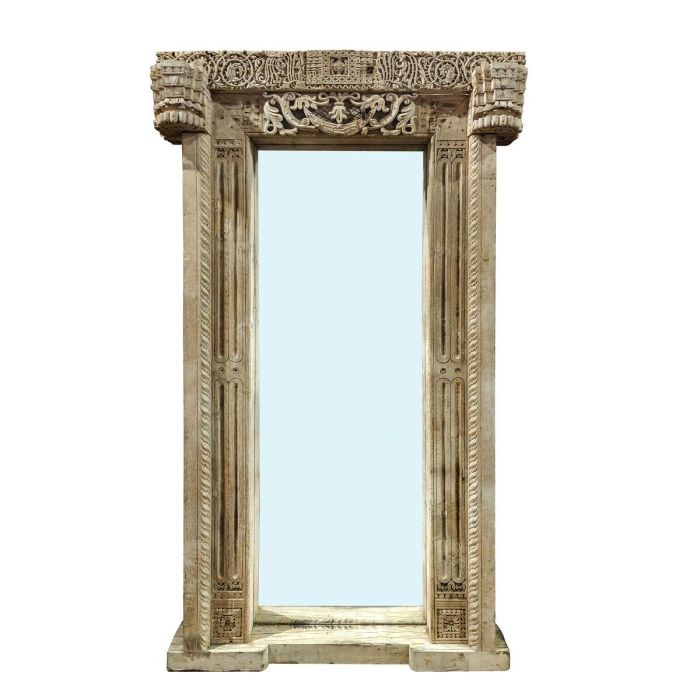DKD Home Decor Espejo de Madera Teca Natural con Tallas Antiguas, Colección Unique Item Home, 100x180x10 cm DKD Home Decor Espejo de Madera Teca Natural con Tallas Antiguas, Colección Unique Item Home, 100x180x10 cm