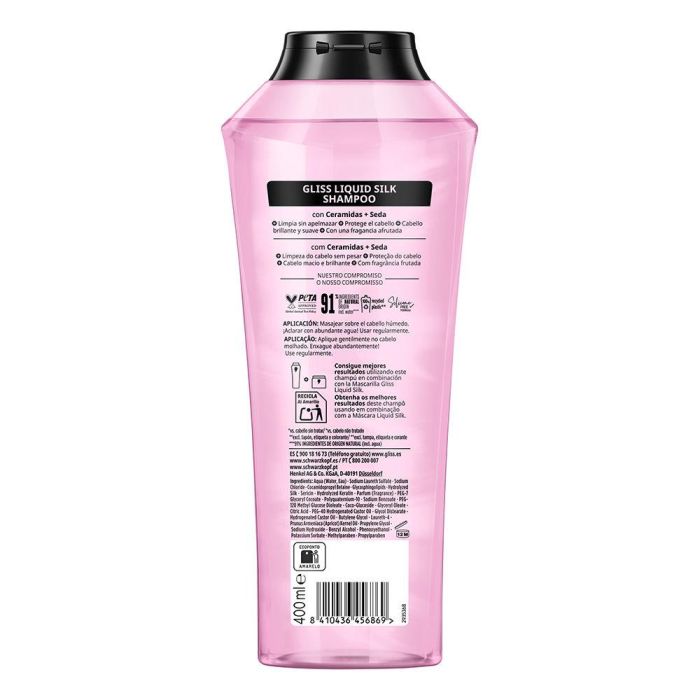 Schwarzkopf Mass Market Champú Gliss Liquid Silk Cabello Dañado y Sin Vida 400 ml 1
