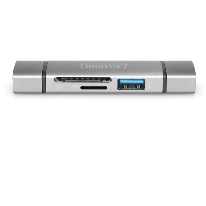 Digitus Dual Card Reader Hub USB-C USB 3.0 para tarjetas SD y Micro SD, OTG, Aluminio, 5000 Mbit/s 10