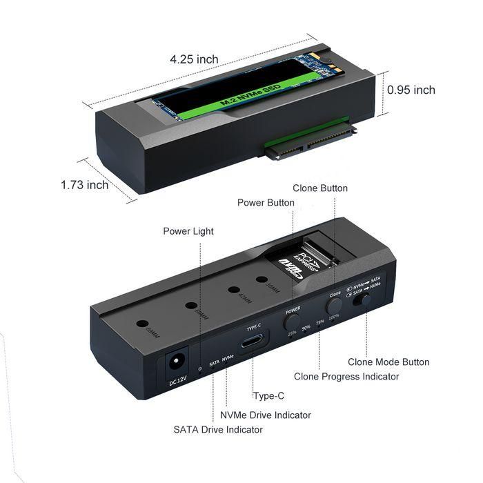 CoreParts USB-C 10Gbps to dual bay HDD/NVMe M2 SSD clone converter for 2.5" and 3.5" SATA 1 CoreParts USB-C 10Gbps to dual bay HDD/NVMe M2 SSD clone converter for 2.5" and 3.5" SATA 1