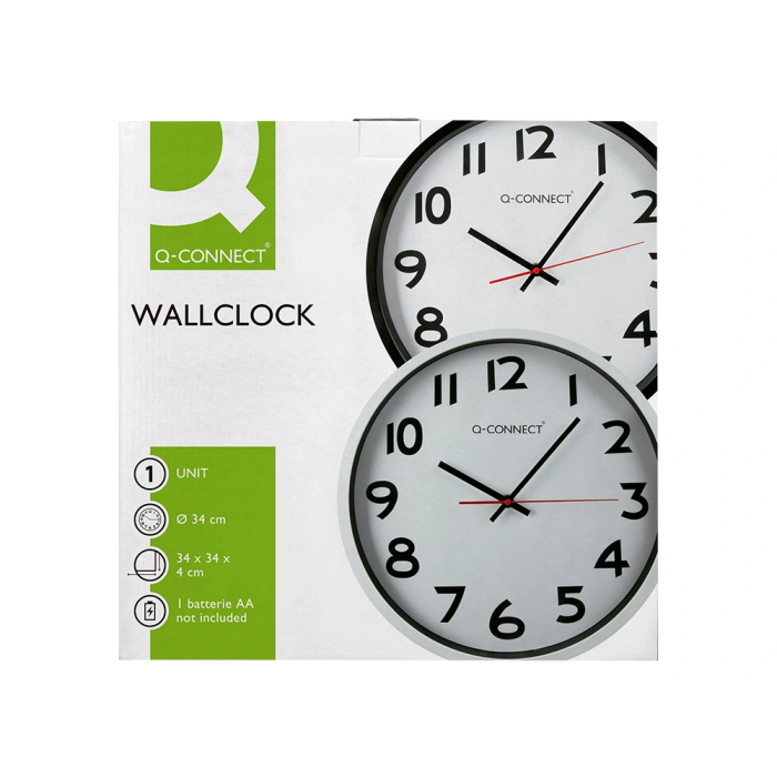 Reloj de Pared Q-connect Redondo Plástico Oficina 34 cm Marco Negro 9